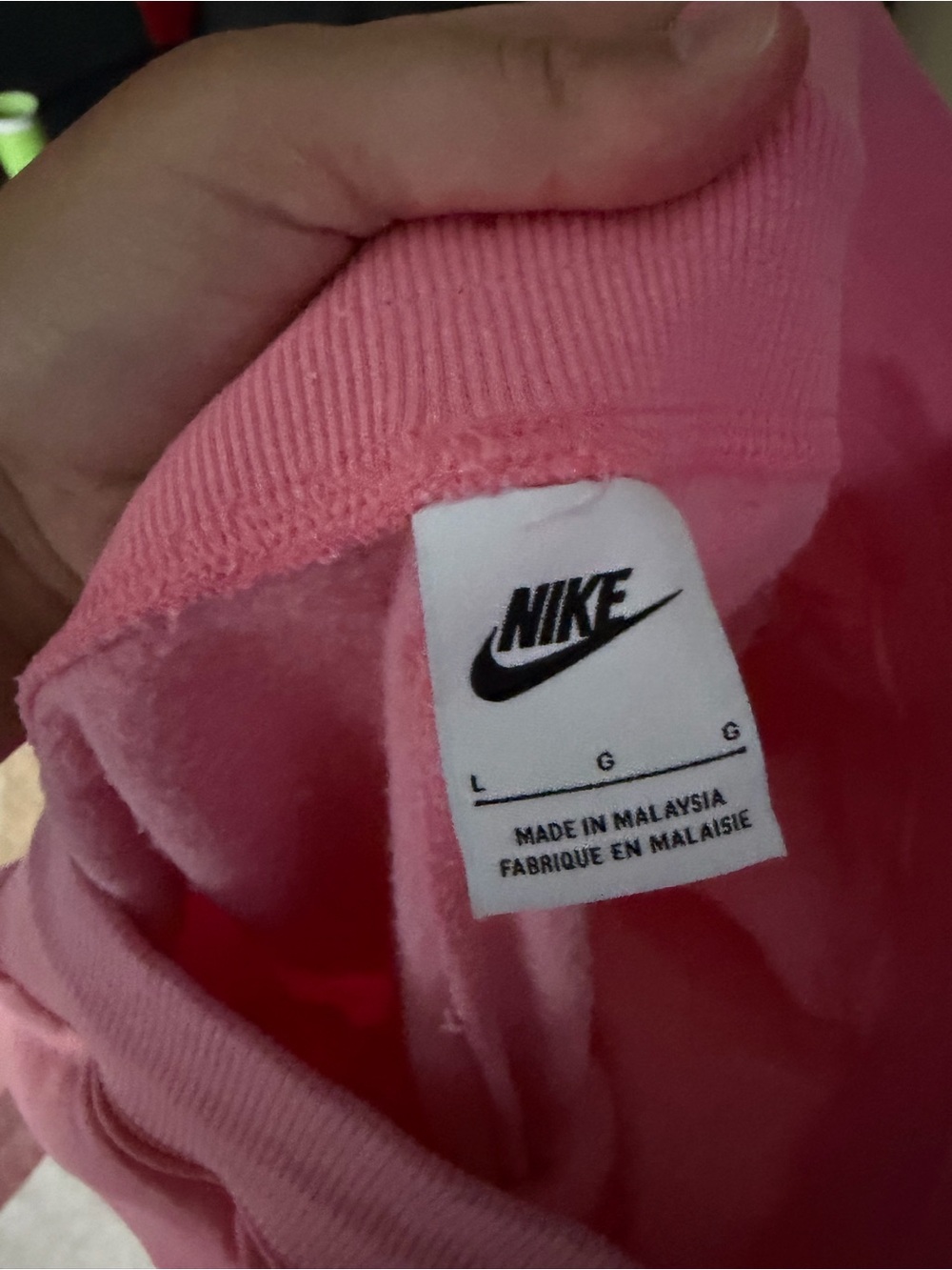 Nike Pink Fleece Joggers with White Swoosh - Picture 2 of 2